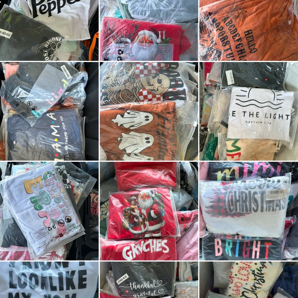 Bulk Clothing Lot Warehouse sale Holiday T-shirt /long sleeves/Sweatshirt - Picture 4 of 13